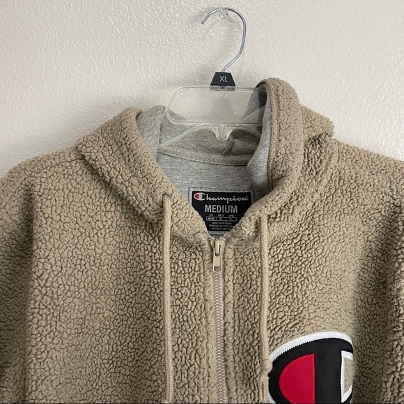 Champion Sherpa Style Pullover Jacket Size Medium - Picture 5 of 9